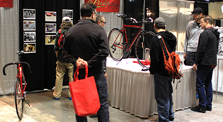 photo of show, where Iride, Fine Italian Bicycle display at North American Handmade Bicycle Show