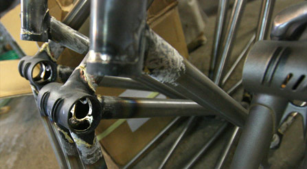 photo of handmade steel IRIDE bicycles frames
