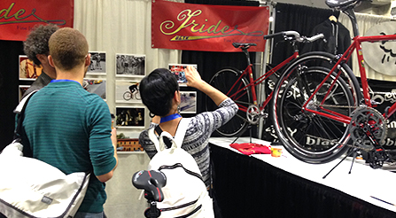 photo of Iride, and high quality people. Fine Italian Bicycle display at North American Handmade Bicycle Show 