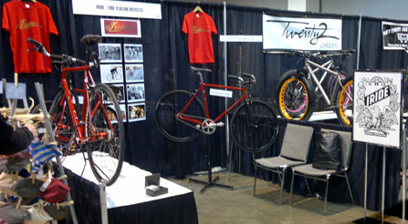 booth-at-nahbs-trade-show-bicycle-IRIDE-scene-Pic915-load-in-at-north-american-handmade-bicycle-show-2013-denver-nahbs-chris-king-gates-belt-drive-brooks-conti