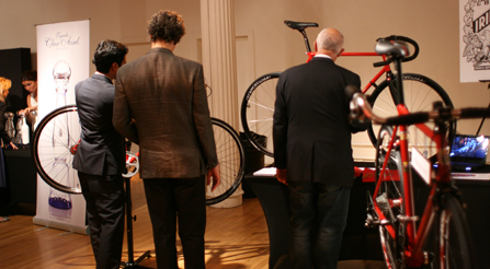 IRIDE-f-bicyclists-viewing-fine-urban-bicycles-by-Almighty-Iride-Fine-Italian-Bicycles-impressing-connoisseurs-at-Rand-Luxury-event--photo-with-secret-Classy people gain interest in premium Iride.-fans-interested-viewers